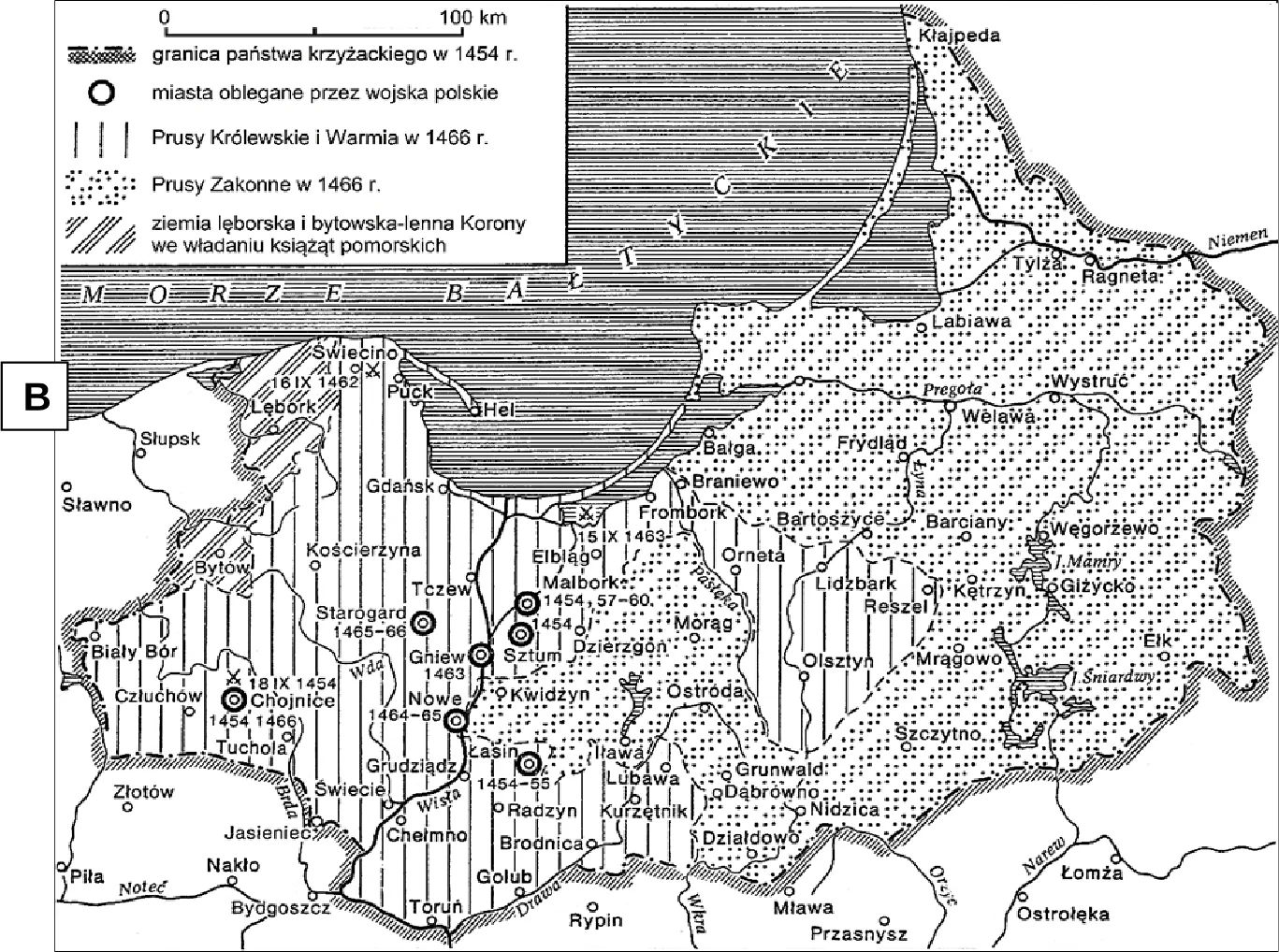 Źródło 2. Mapy wojen polsko-krzyżackich