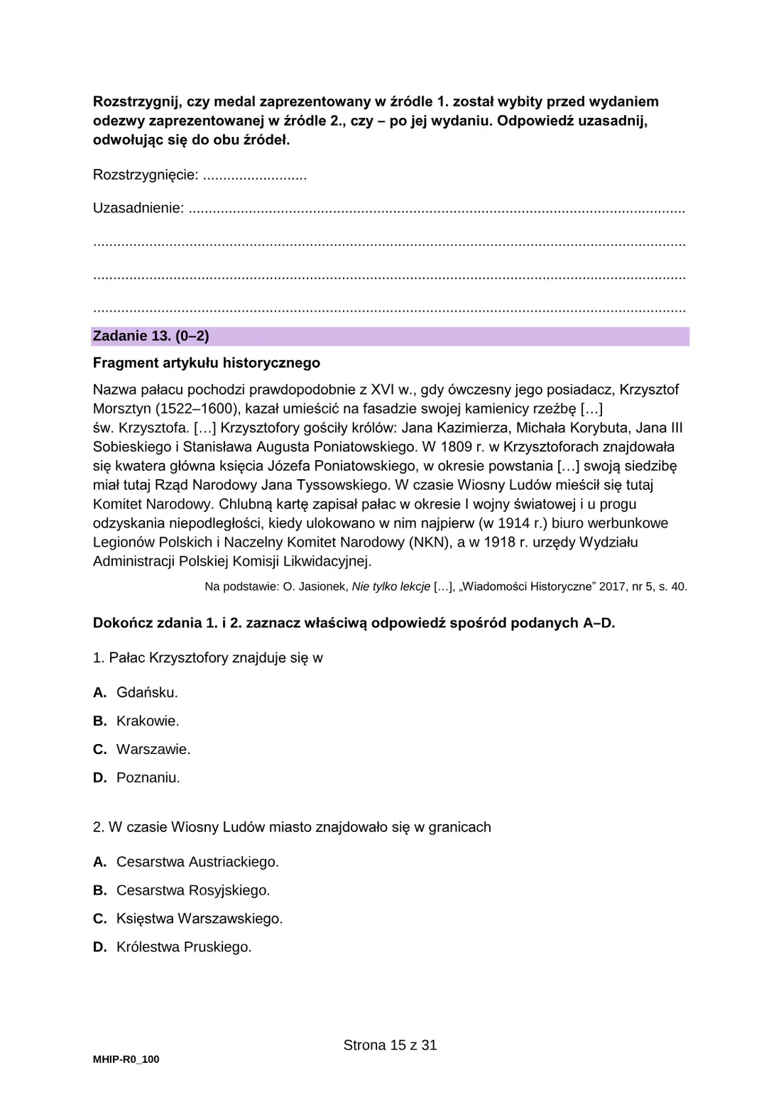 Egzamin maturalny – termin dodatkowy, czerwiec 2025 – strona 15