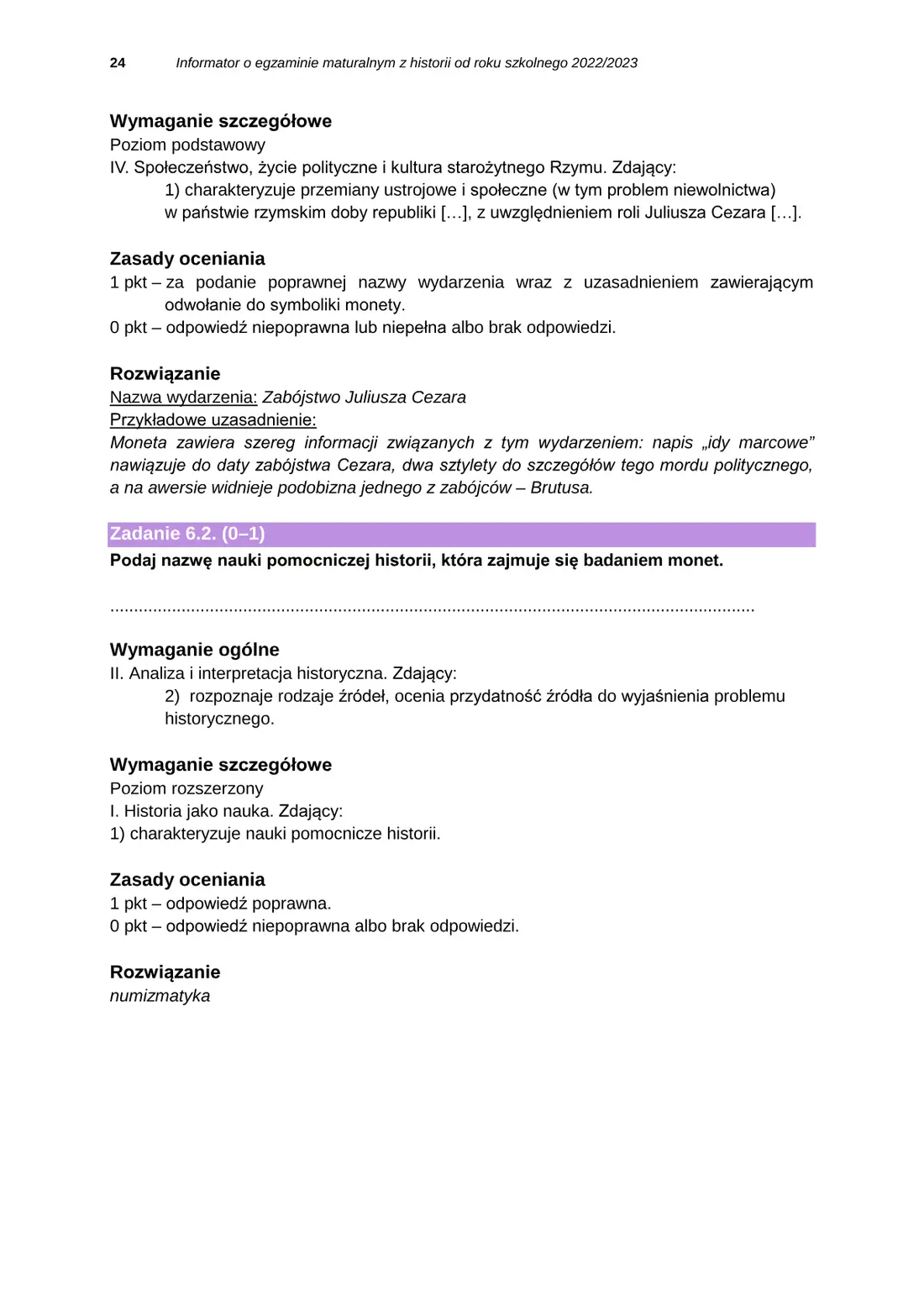Informator o egzaminie maturalnym z historii od roku szkolnego 2022/2023 – strona 24