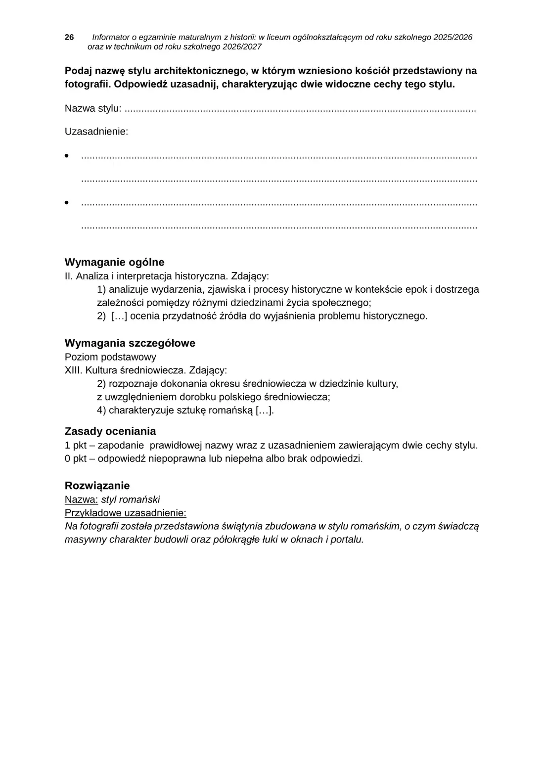Informator o egzaminie maturalnym z historii od roku szkolnego 2025/2026 – strona 26