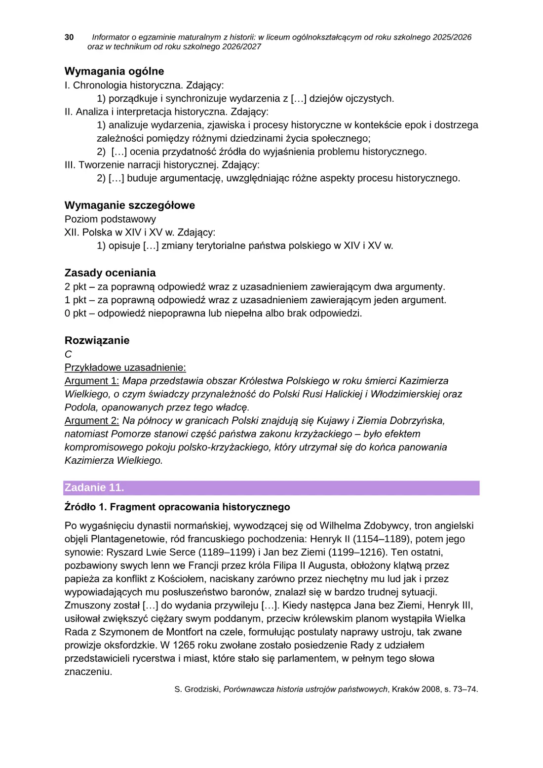 Informator o egzaminie maturalnym z historii od roku szkolnego 2025/2026 – strona 30