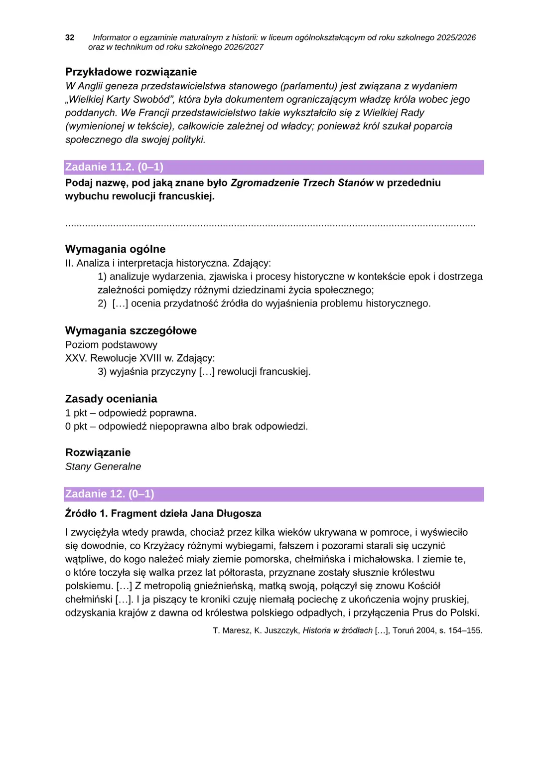 Informator o egzaminie maturalnym z historii od roku szkolnego 2025/2026 – strona 32