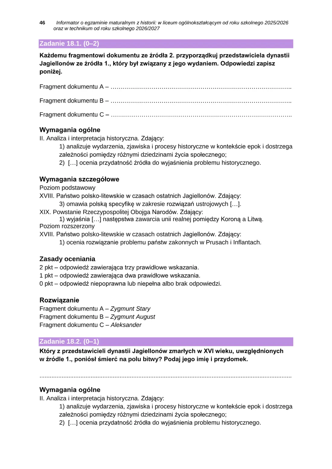 Informator o egzaminie maturalnym z historii od roku szkolnego 2025/2026 – strona 46