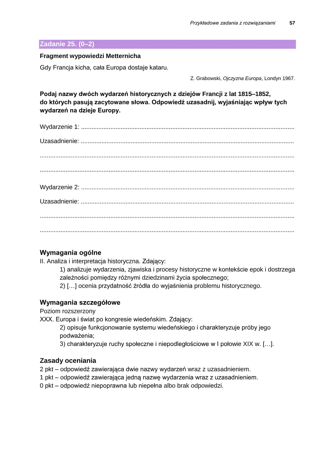 Informator o egzaminie maturalnym z historii od roku szkolnego 2025/2026 – strona 57