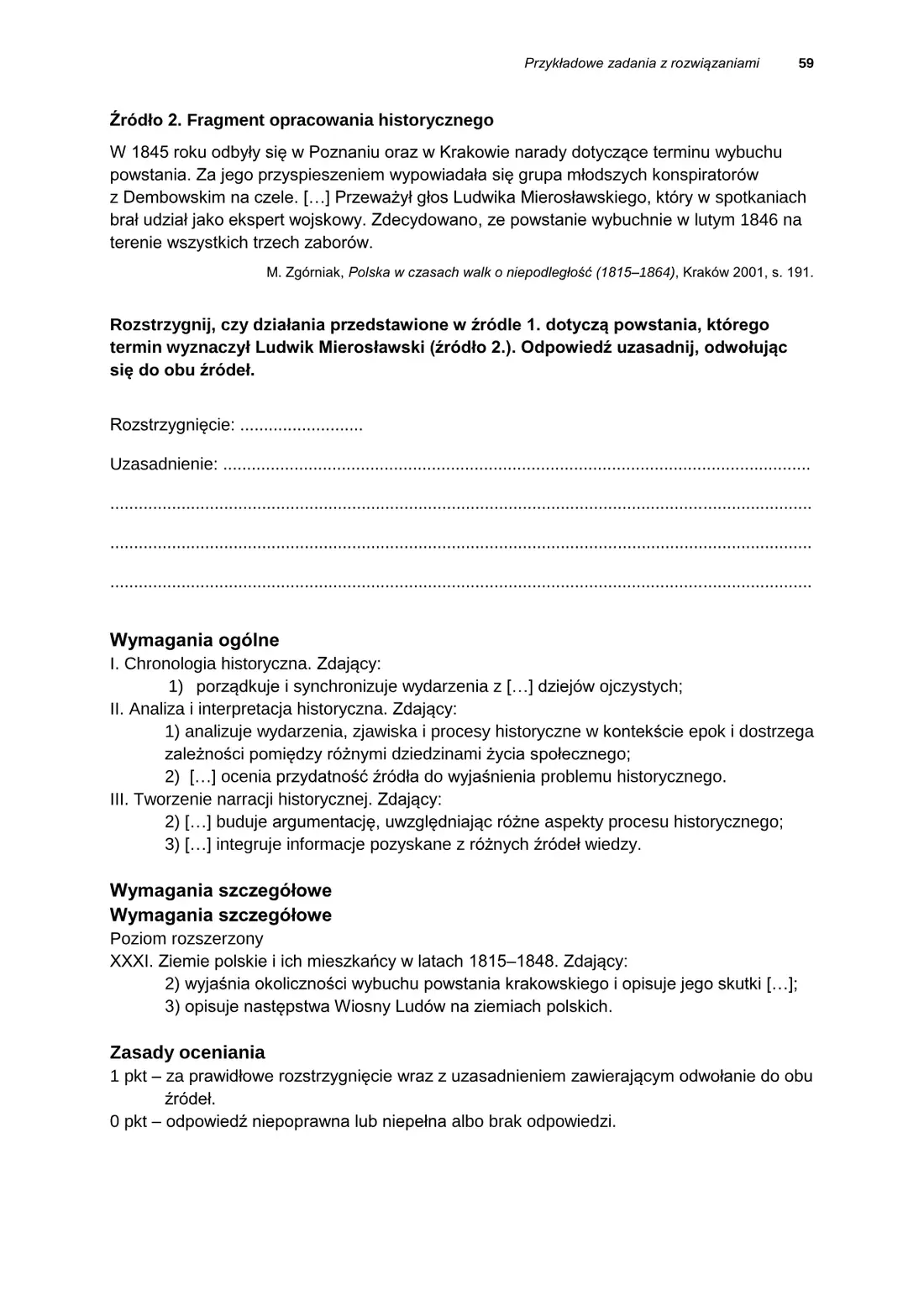 Informator o egzaminie maturalnym z historii od roku szkolnego 2025/2026 – strona 59