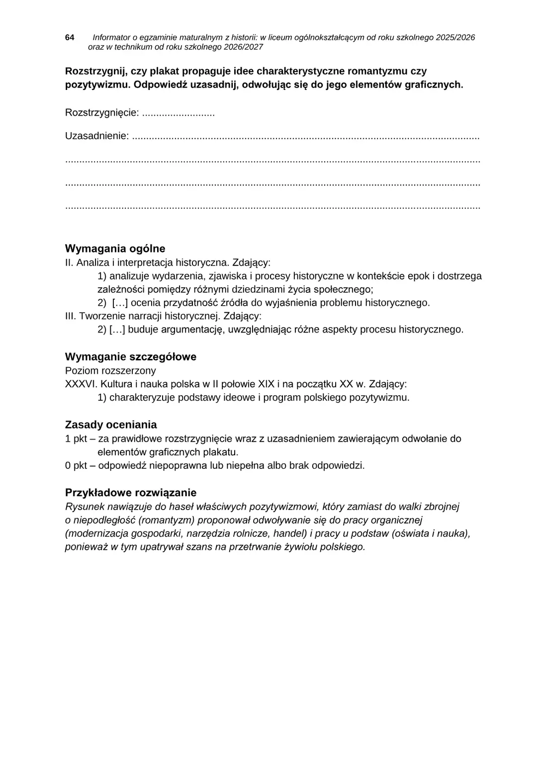 Informator o egzaminie maturalnym z historii od roku szkolnego 2025/2026 – strona 64