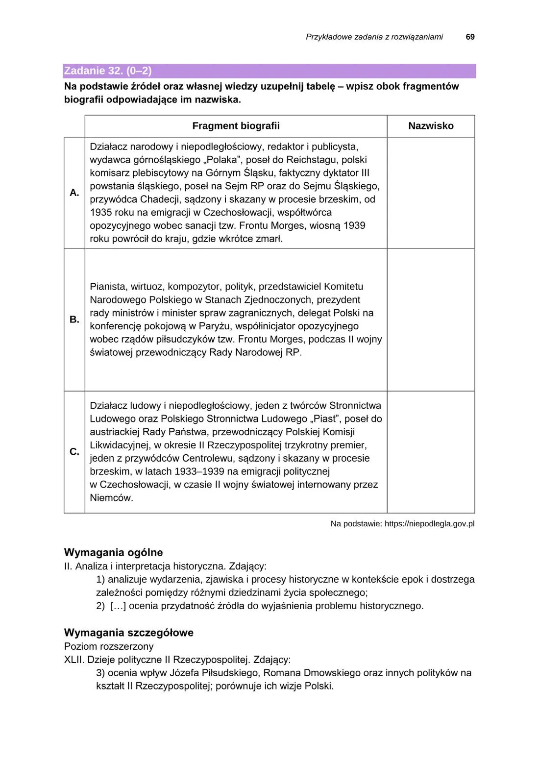Informator o egzaminie maturalnym z historii od roku szkolnego 2025/2026 – strona 69