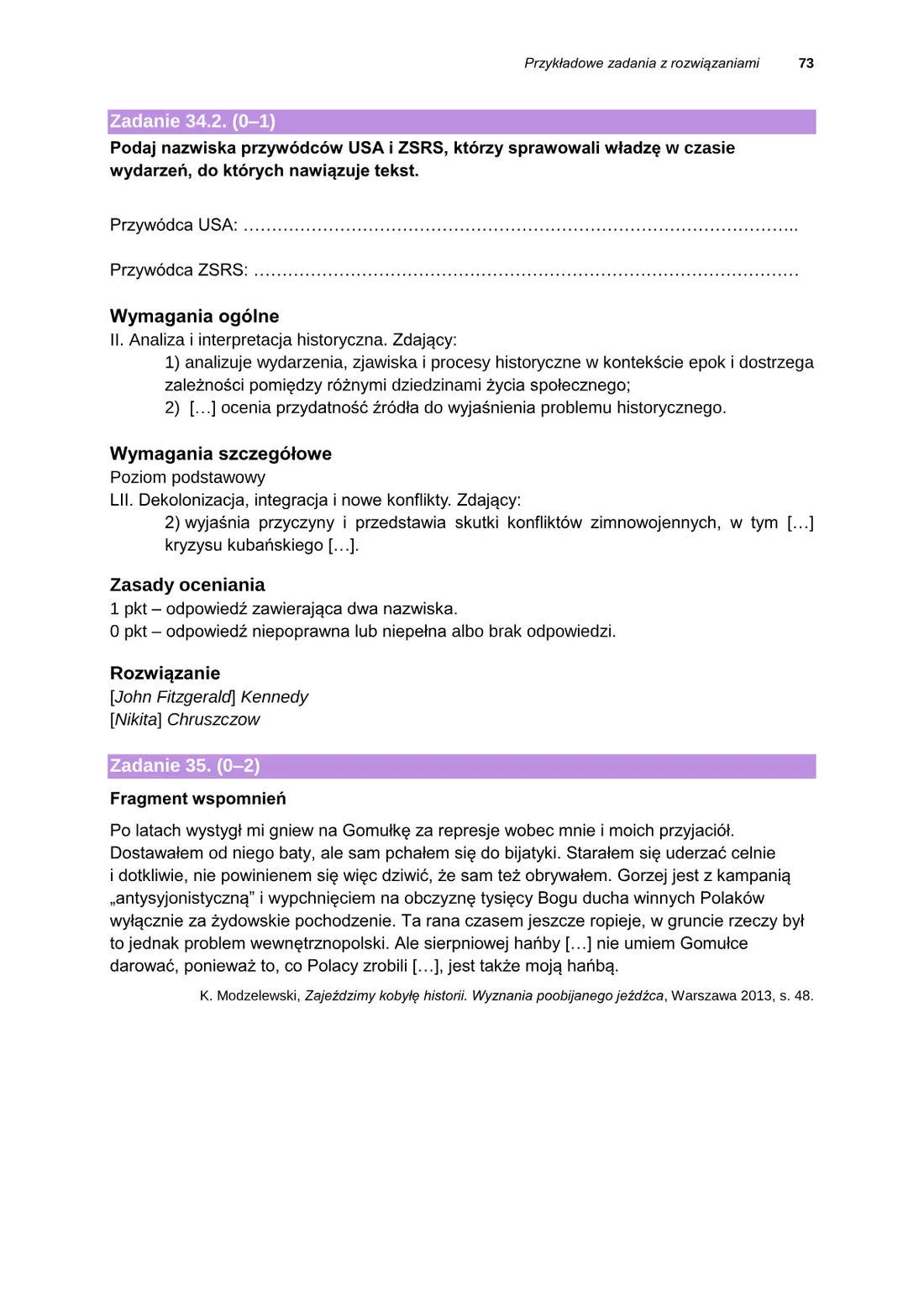 Informator o egzaminie maturalnym z historii od roku szkolnego 2025/2026 – strona 73
