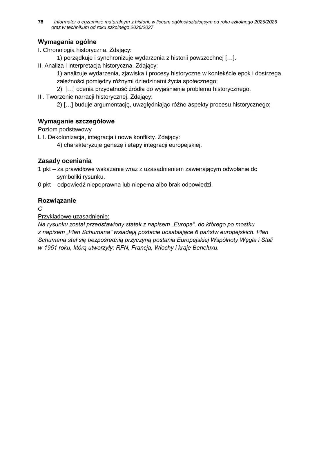 Informator o egzaminie maturalnym z historii od roku szkolnego 2025/2026 – strona 78