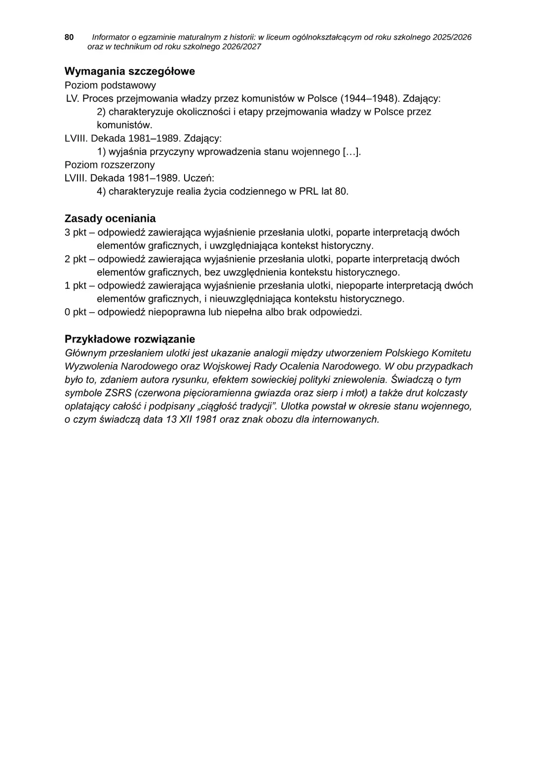 Informator o egzaminie maturalnym z historii od roku szkolnego 2025/2026 – strona 80